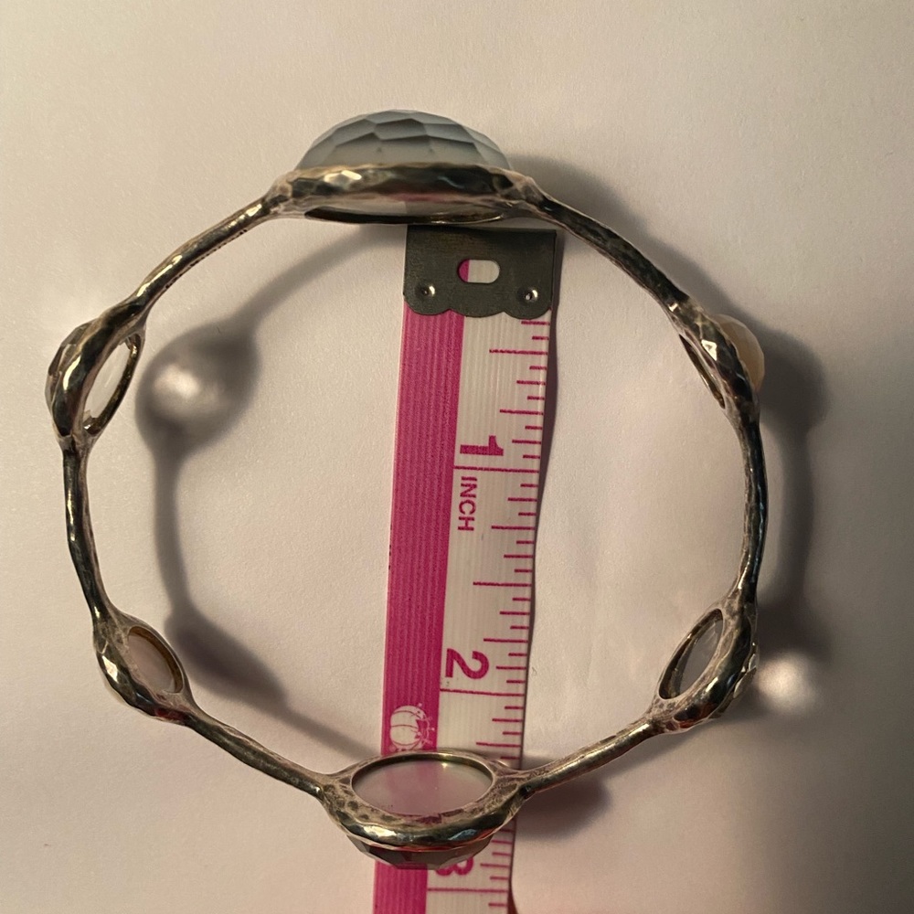 Mother of Pearl & Quartz Lollipop wonderland 6-Stone Bangle large stone *RARE* - Picture 5 of 13